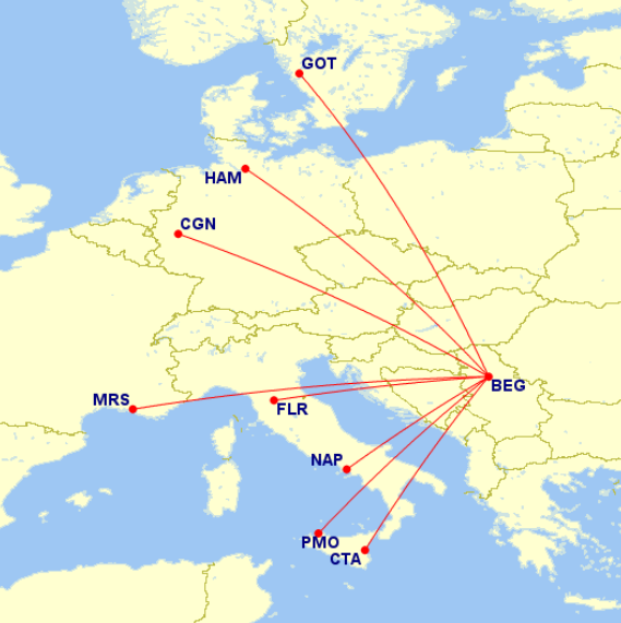 Air Serbia запустит 8 новых рейсов из Белграда. Да, это важно