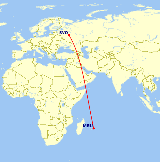 Прямой рейс с Маврикия в Москву за 9900 рублей (в конце декабря)